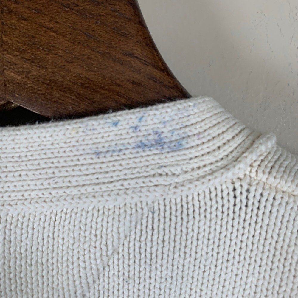 Vintage Woods & Gray  Cream Cotton  Cardigan Size XL Light Academia Preppy READ - Picture 5 of 10